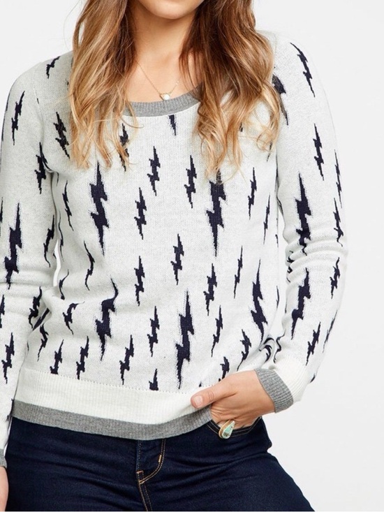 Chaser Sweaters - Chaser Crewneck Sweater with Lightning Bolt Pattern